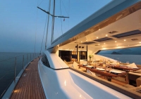 portside in the evening on luxury yacht Patea